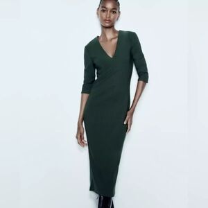 Zara green crepe dress